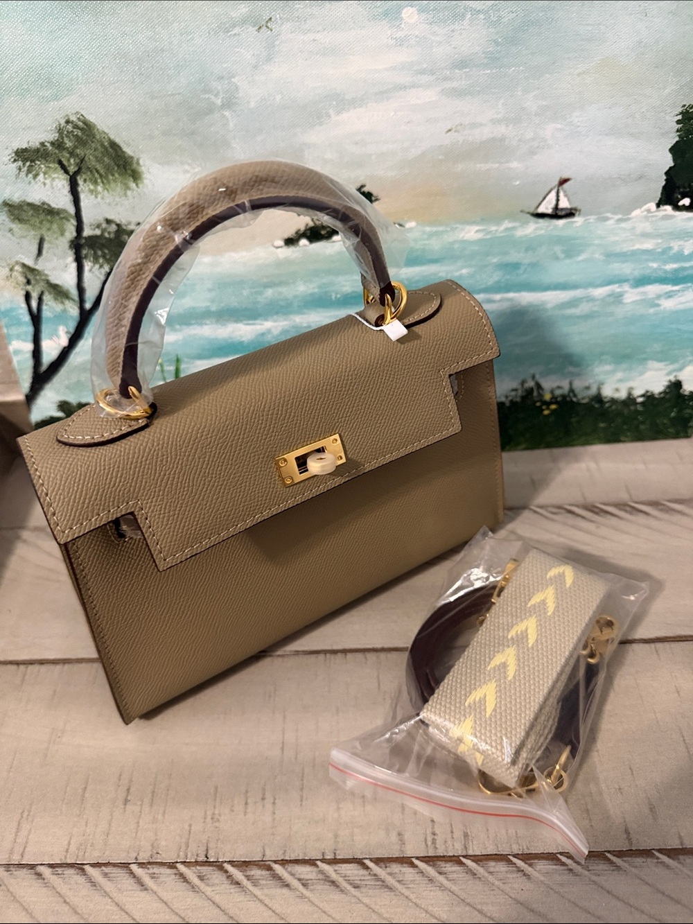 Leather Top-Handle Bag with Gold Hardware